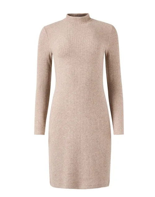 Beige Rib Knit Dress