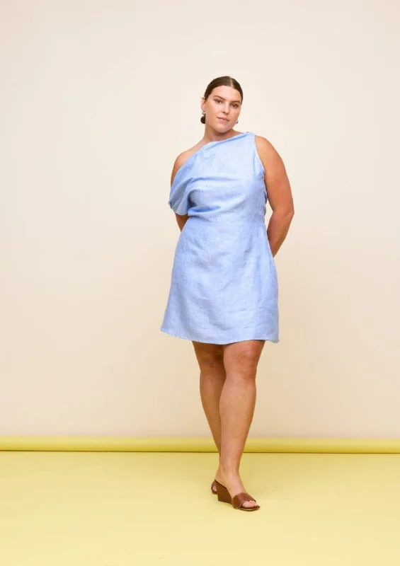 Melon Linen Mini Dress - Blue Marle