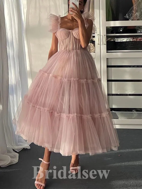 Pink Tulle New Short Prom Dresses, A-line Off Shoulder Fairy Princess Homecoming Dresses, HD023