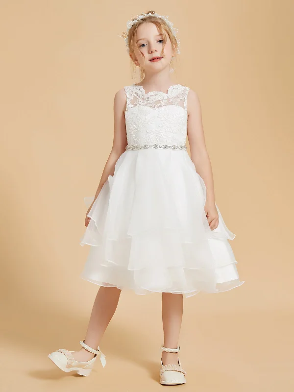 Jewel Lace Sleeveless Flower Girl Dresses